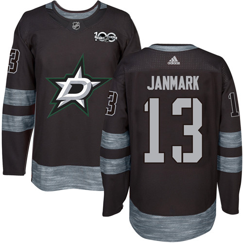 Adidas Stars #13 Mattias Janmark Black 1917-100th Anniversary Stitched NHL Jersey
